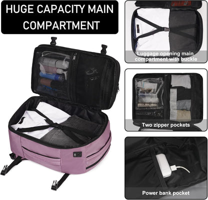 35L TSA Friendly Travel Laptop Backpack for Men and Women, Large Carry-On Business Backpack with 17.3 In Laptop Compartment, Waterproof Oxford Fabric, Anti-Theft Pocket, Multiple Pockets, Blue