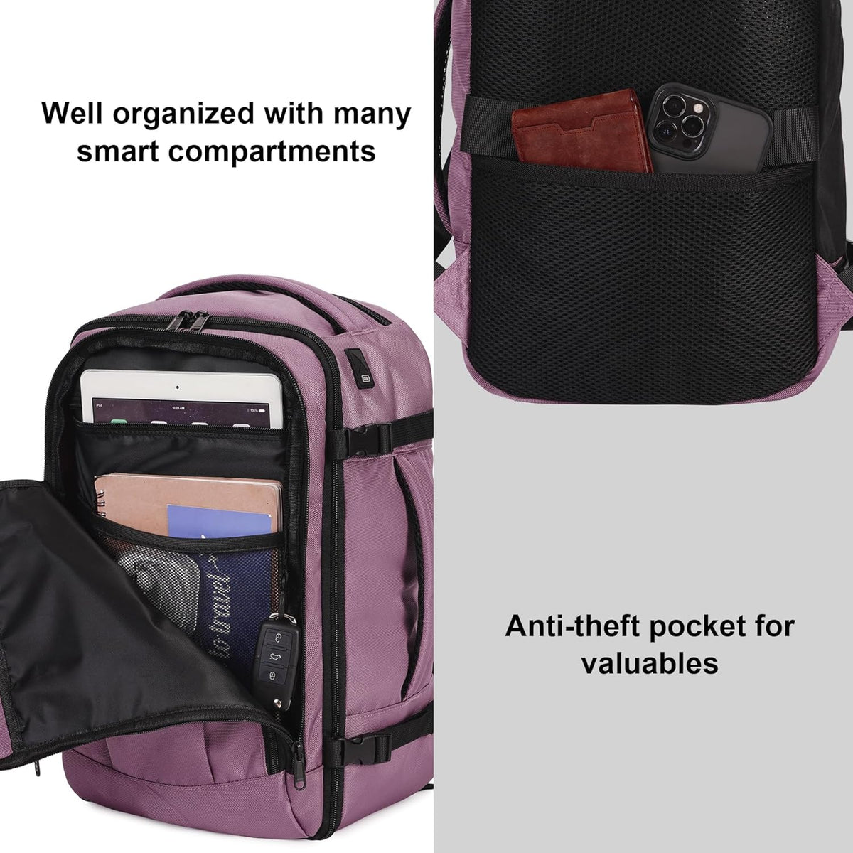 35L TSA Friendly Travel Laptop Backpack for Men and Women, Large Carry-On Business Backpack with 17.3 In Laptop Compartment, Waterproof Oxford Fabric, Anti-Theft Pocket, Multiple Pockets, Blue