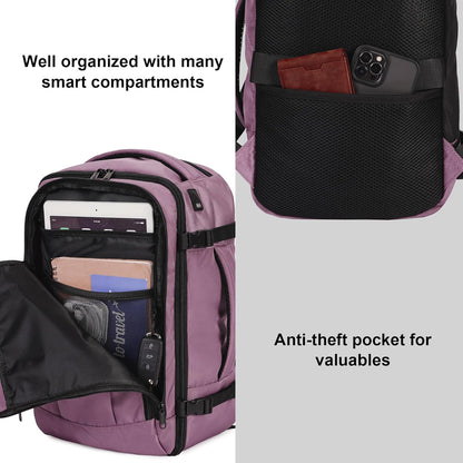 35L TSA Friendly Travel Laptop Backpack for Men and Women, Large Carry-On Business Backpack with 17.3 In Laptop Compartment, Waterproof Oxford Fabric, Anti-Theft Pocket, Multiple Pockets, Blue