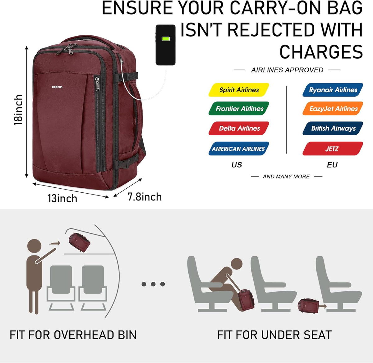 35L TSA Friendly Travel Laptop Backpack for Men and Women, Large Carry-On Business Backpack with 17.3 In Laptop Compartment, Waterproof Oxford Fabric, Anti-Theft Pocket, Multiple Pockets, Blue