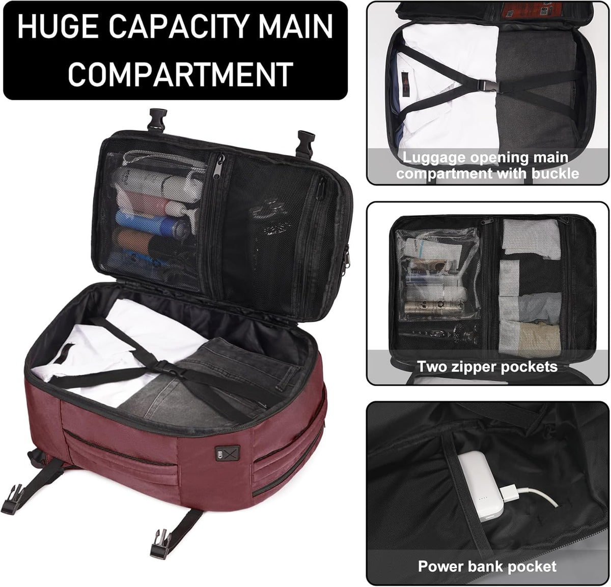 35L TSA Friendly Travel Laptop Backpack for Men and Women, Large Carry-On Business Backpack with 17.3 In Laptop Compartment, Waterproof Oxford Fabric, Anti-Theft Pocket, Multiple Pockets, Blue