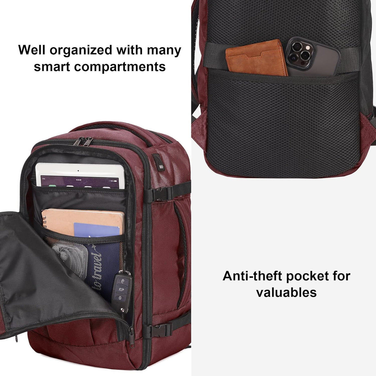 35L TSA Friendly Travel Laptop Backpack for Men and Women, Large Carry-On Business Backpack with 17.3 In Laptop Compartment, Waterproof Oxford Fabric, Anti-Theft Pocket, Multiple Pockets, Blue