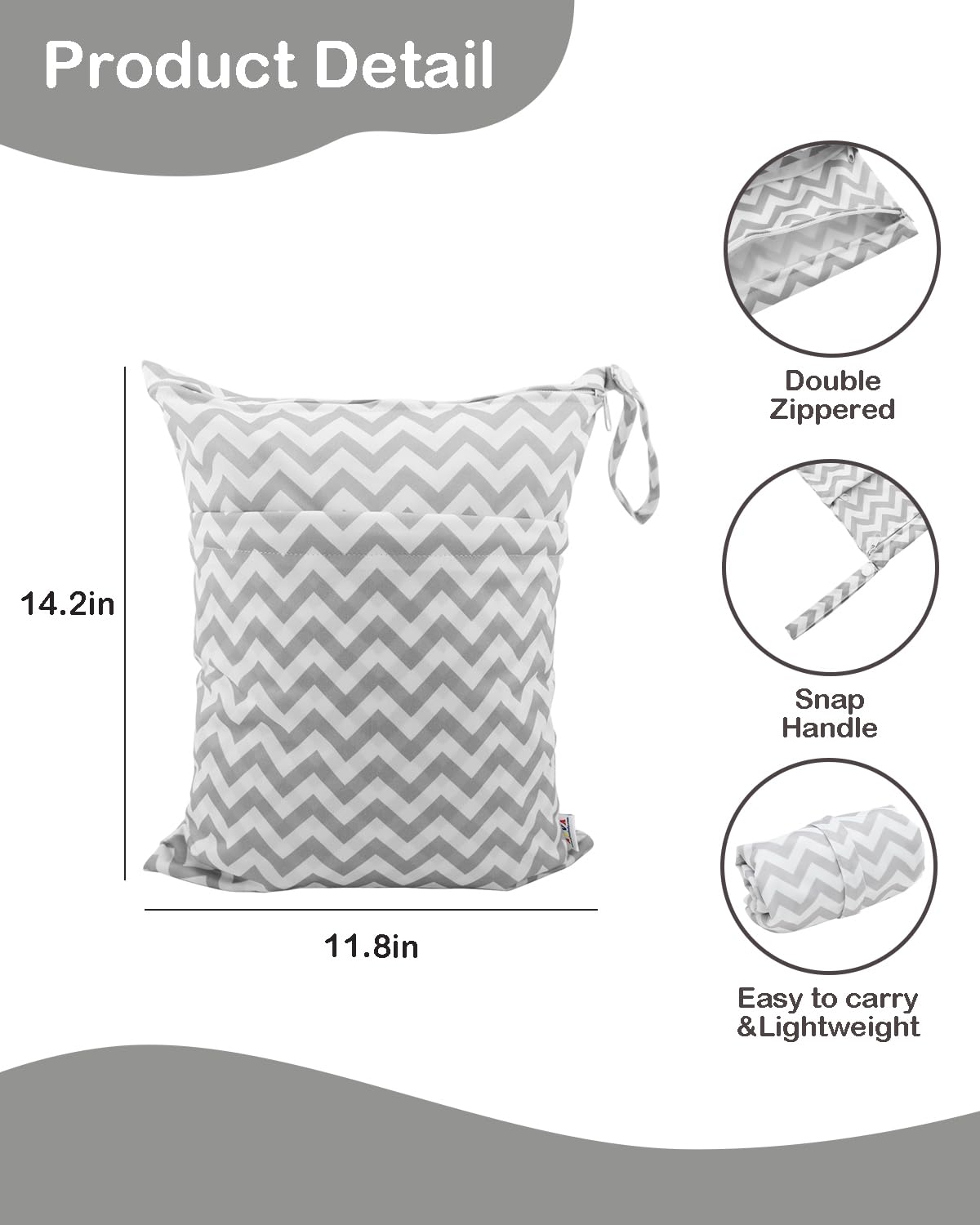 ALVA 2pcs Cloth Diaper Wet Dry Bags Waterproof Reusable with Two Zippered Pockets Travel Beach Pool Daycare Soiled Baby Items Yoga Gym Bag for Swimsuits or Wet Clothes LX-AMD0912 - Colors A