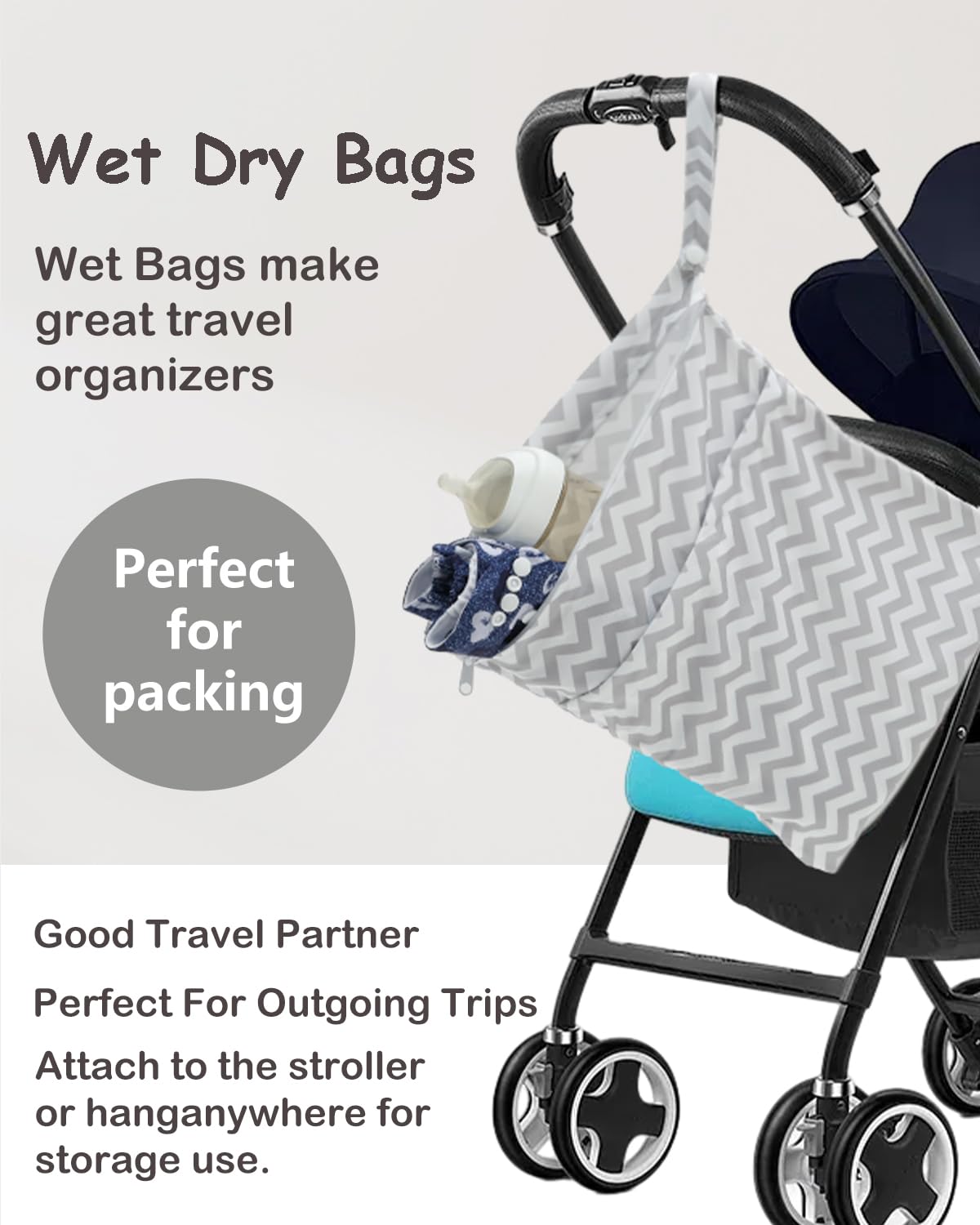 ALVA 2pcs Cloth Diaper Wet Dry Bags Waterproof Reusable with Two Zippered Pockets Travel Beach Pool Daycare Soiled Baby Items Yoga Gym Bag for Swimsuits or Wet Clothes LX-AMD0912 - Colors A