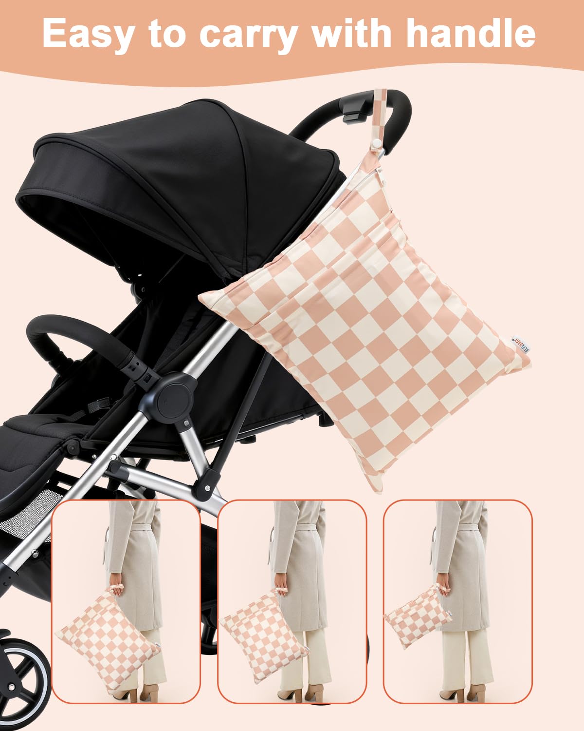 ALVA 2pcs Cloth Diaper Wet Dry Bags Waterproof Reusable with Two Zippered Pockets Travel Beach Pool Daycare Soiled Baby Items Yoga Gym Bag for Swimsuits or Wet Clothes LX-AMD0912 - Colors A