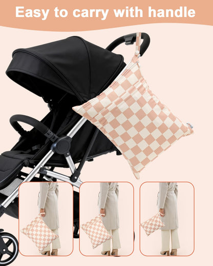 ALVA 2pcs Cloth Diaper Wet Dry Bags Waterproof Reusable with Two Zippered Pockets Travel Beach Pool Daycare Soiled Baby Items Yoga Gym Bag for Swimsuits or Wet Clothes LX-AMD0912 - Colors A