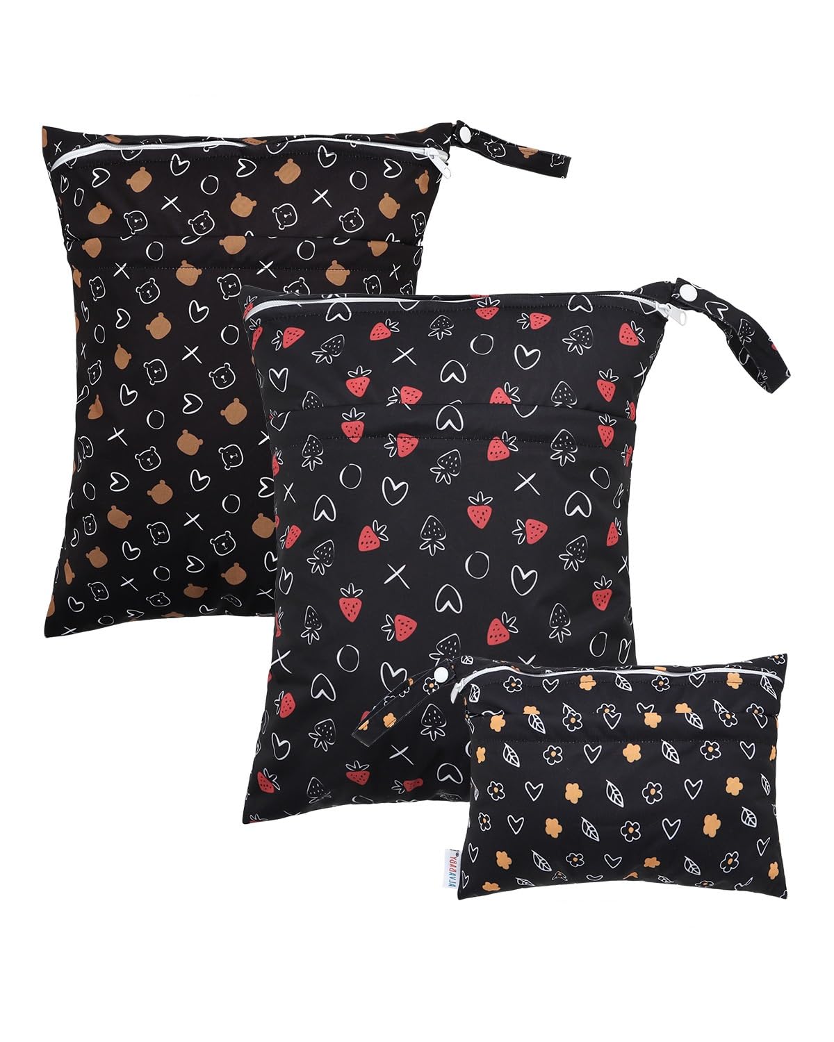 ALVA 2pcs Cloth Diaper Wet Dry Bags Waterproof Reusable with Two Zippered Pockets Travel Beach Pool Daycare Soiled Baby Items Yoga Gym Bag for Swimsuits or Wet Clothes LX-AMD0912 - Colors A