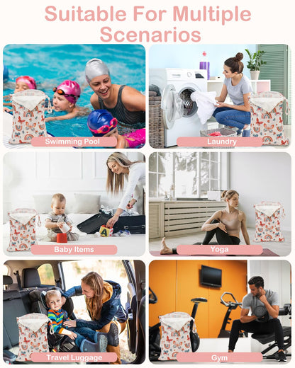 ALVA 2pcs Cloth Diaper Wet Dry Bags Waterproof Reusable with Two Zippered Pockets Travel Beach Pool Daycare Soiled Baby Items Yoga Gym Bag for Swimsuits or Wet Clothes LX-AMD0912 - Colors A