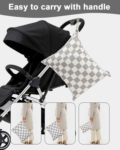 ALVA 2pcs Cloth Diaper Wet Dry Bags Waterproof Reusable with Two Zippered Pockets Travel Beach Pool Daycare Soiled Baby Items Yoga Gym Bag for Swimsuits or Wet Clothes LX-AMD0912 - Colors A