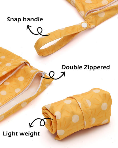 ALVA 2pcs Cloth Diaper Wet Dry Bags Waterproof Reusable with Two Zippered Pockets Travel Beach Pool Daycare Soiled Baby Items Yoga Gym Bag for Swimsuits or Wet Clothes LX-AMD0912 - Colors A