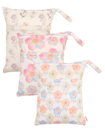 ALVA 2pcs Cloth Diaper Wet Dry Bags Waterproof Reusable with Two Zippered Pockets Travel Beach Pool Daycare Soiled Baby Items Yoga Gym Bag for Swimsuits or Wet Clothes LX-AMD0912 - Colors A