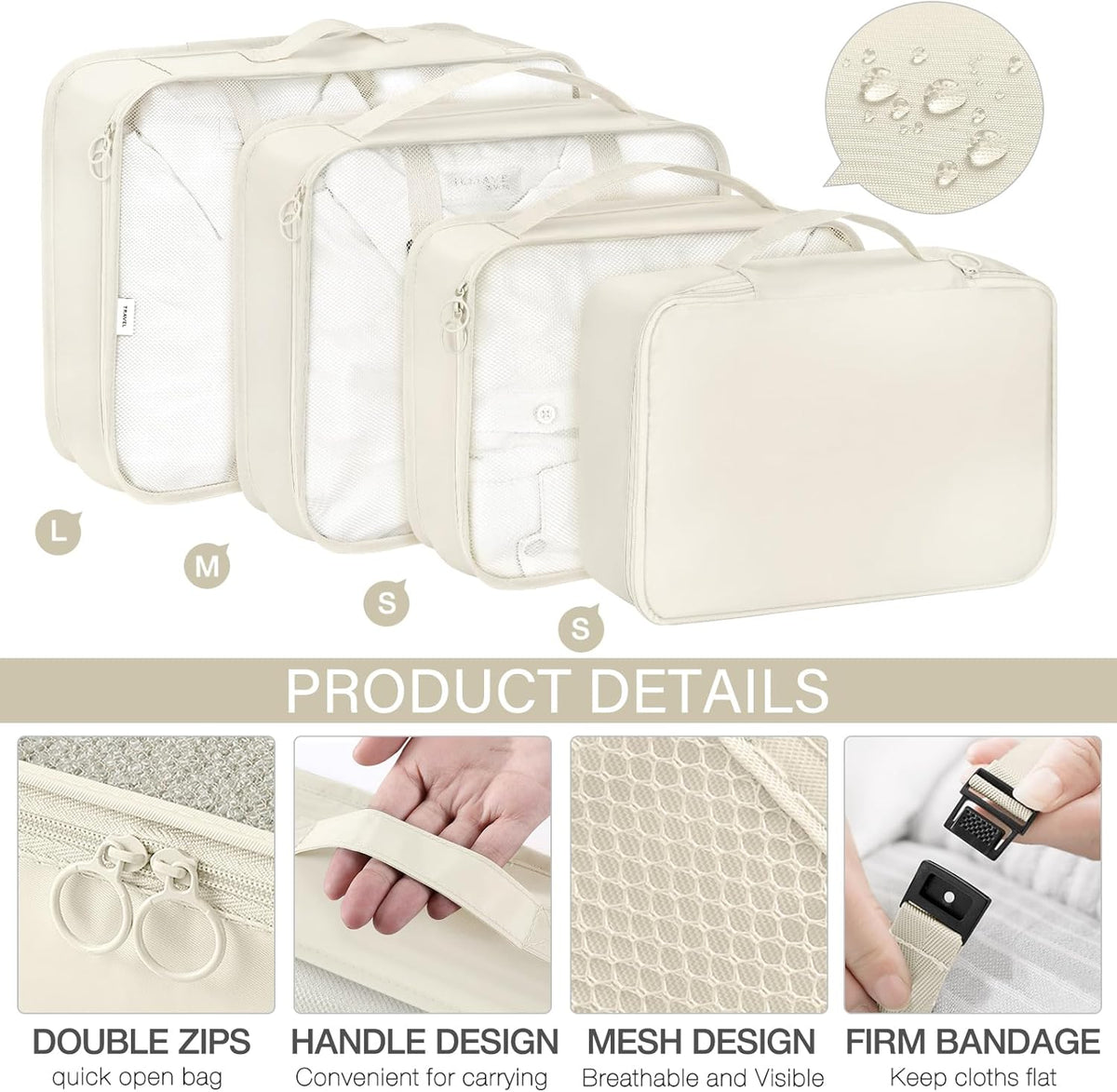 8 Set Packing Cubes for Travel, Luggage Packing Organizers Accessories Large Toiletries Bag for Clothes Shoes Cosmetics (8Set-Pink Bow)