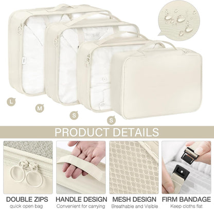 8 Set Packing Cubes for Travel, Luggage Packing Organizers Accessories Large Toiletries Bag for Clothes Shoes Cosmetics (8Set-Pink Bow)