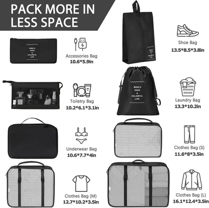 8 Set Packing Cubes for Travel, Luggage Packing Organizers Accessories Large Toiletries Bag for Clothes Shoes Cosmetics (8Set-Pink Bow)