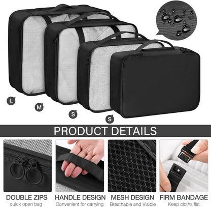 8 Set Packing Cubes for Travel, Luggage Packing Organizers Accessories Large Toiletries Bag for Clothes Shoes Cosmetics (8Set-Pink Bow)