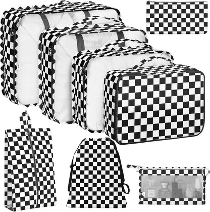 8 Set Packing Cubes for Travel, Luggage Packing Organizers Accessories Large Toiletries Bag for Clothes Shoes Cosmetics (8Set-Pink Bow)