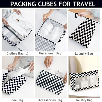 8 Set Packing Cubes for Travel, Luggage Packing Organizers Accessories Large Toiletries Bag for Clothes Shoes Cosmetics (8Set-Pink Bow)