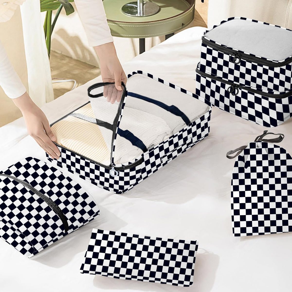 8 Set Packing Cubes for Travel, Luggage Packing Organizers Accessories Large Toiletries Bag for Clothes Shoes Cosmetics (8Set-Pink Bow)