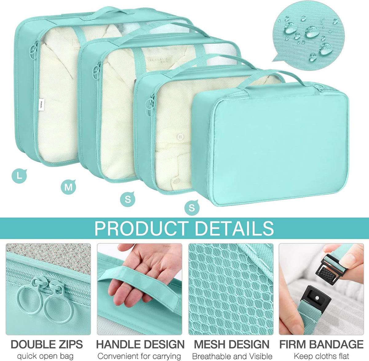 8 Set Packing Cubes for Travel, Luggage Packing Organizers Accessories Large Toiletries Bag for Clothes Shoes Cosmetics (8Set-Pink Bow)