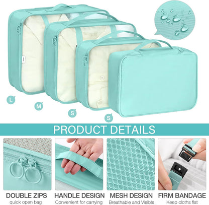 8 Set Packing Cubes for Travel, Luggage Packing Organizers Accessories Large Toiletries Bag for Clothes Shoes Cosmetics (8Set-Pink Bow)