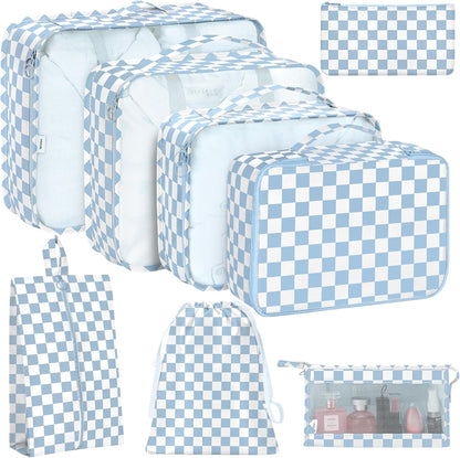 8 Set Packing Cubes for Travel, Luggage Packing Organizers Accessories Large Toiletries Bag for Clothes Shoes Cosmetics (8Set-Pink Bow)