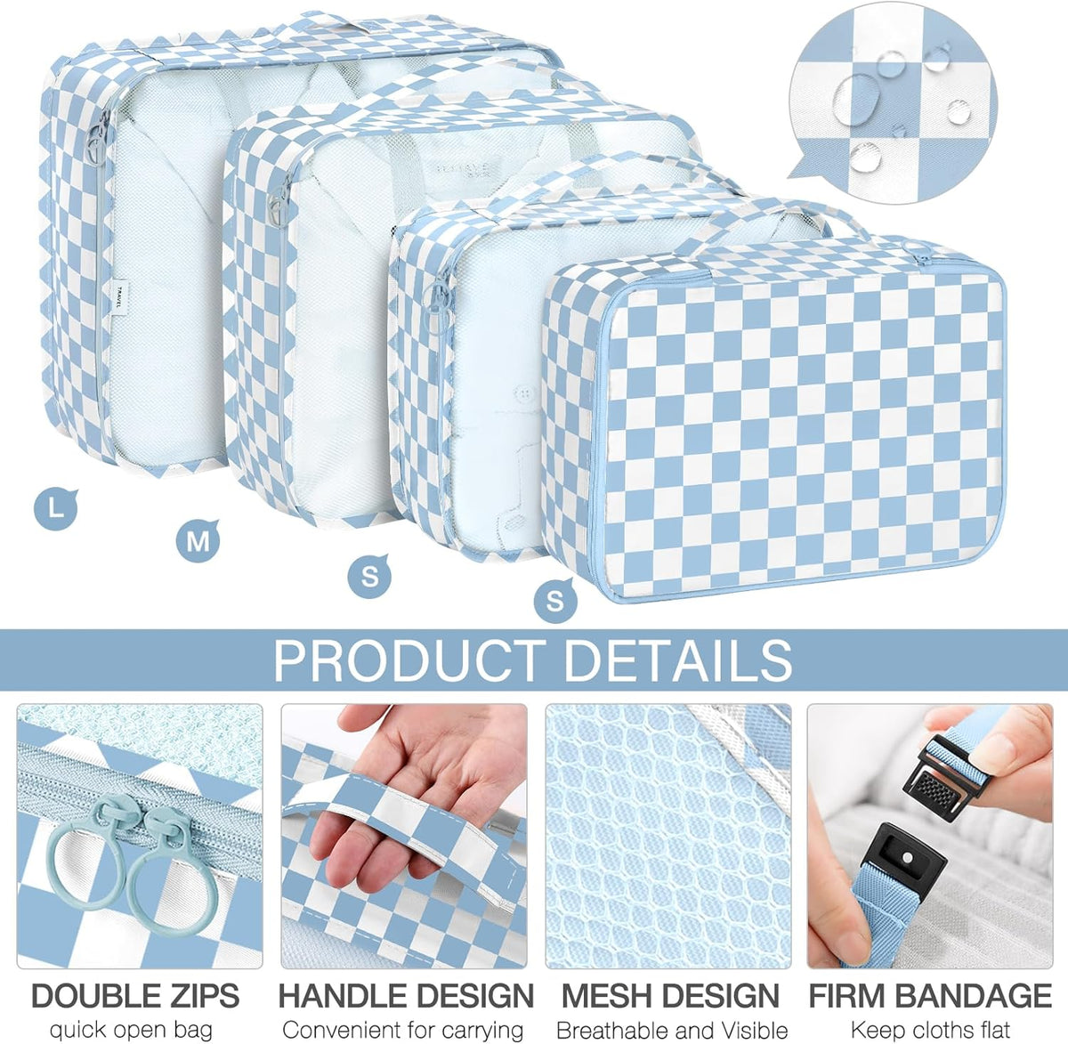 8 Set Packing Cubes for Travel, Luggage Packing Organizers Accessories Large Toiletries Bag for Clothes Shoes Cosmetics (8Set-Pink Bow)