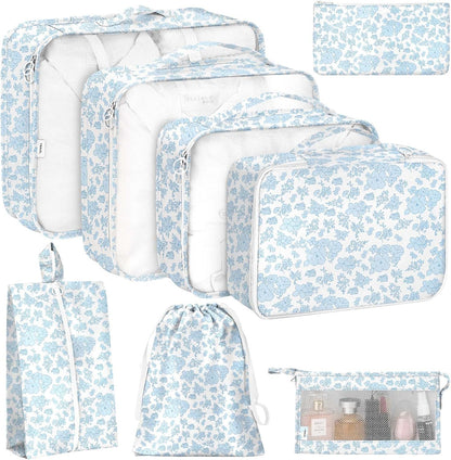 8 Set Packing Cubes for Travel, Luggage Packing Organizers Accessories Large Toiletries Bag for Clothes Shoes Cosmetics (8Set-Pink Bow)