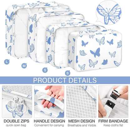 8 Set Packing Cubes for Travel, Luggage Packing Organizers Accessories Large Toiletries Bag for Clothes Shoes Cosmetics (8Set-Pink Bow)