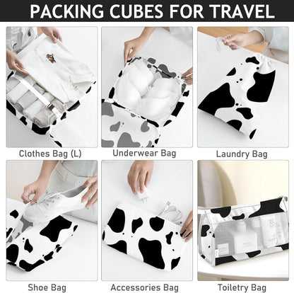8 Set Packing Cubes for Travel, Luggage Packing Organizers Accessories Large Toiletries Bag for Clothes Shoes Cosmetics (8Set-Pink Bow)