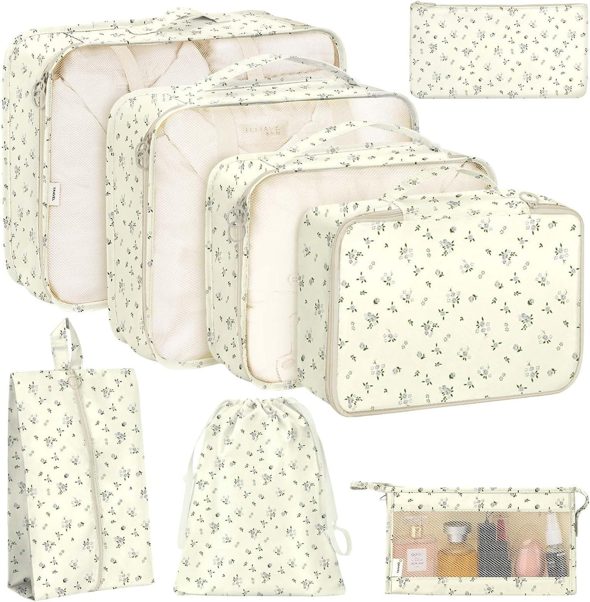 8 Set Packing Cubes for Travel, Luggage Packing Organizers Accessories Large Toiletries Bag for Clothes Shoes Cosmetics (8Set-Pink Bow)
