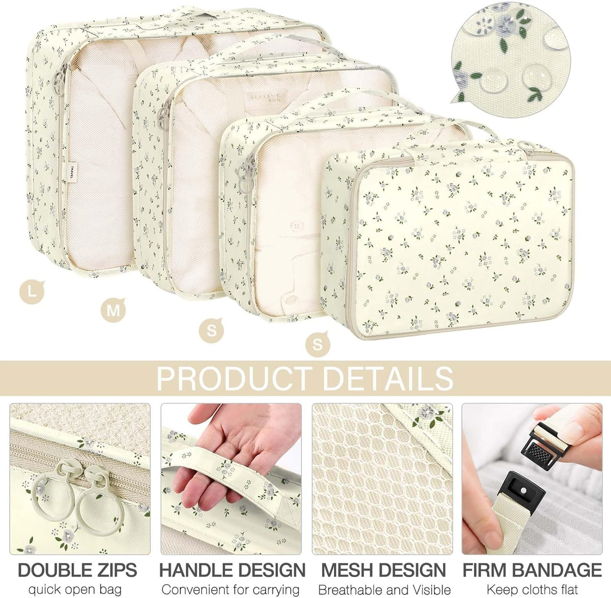8 Set Packing Cubes for Travel, Luggage Packing Organizers Accessories Large Toiletries Bag for Clothes Shoes Cosmetics (8Set-Pink Bow)