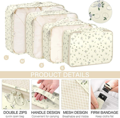 8 Set Packing Cubes for Travel, Luggage Packing Organizers Accessories Large Toiletries Bag for Clothes Shoes Cosmetics (8Set-Pink Bow)