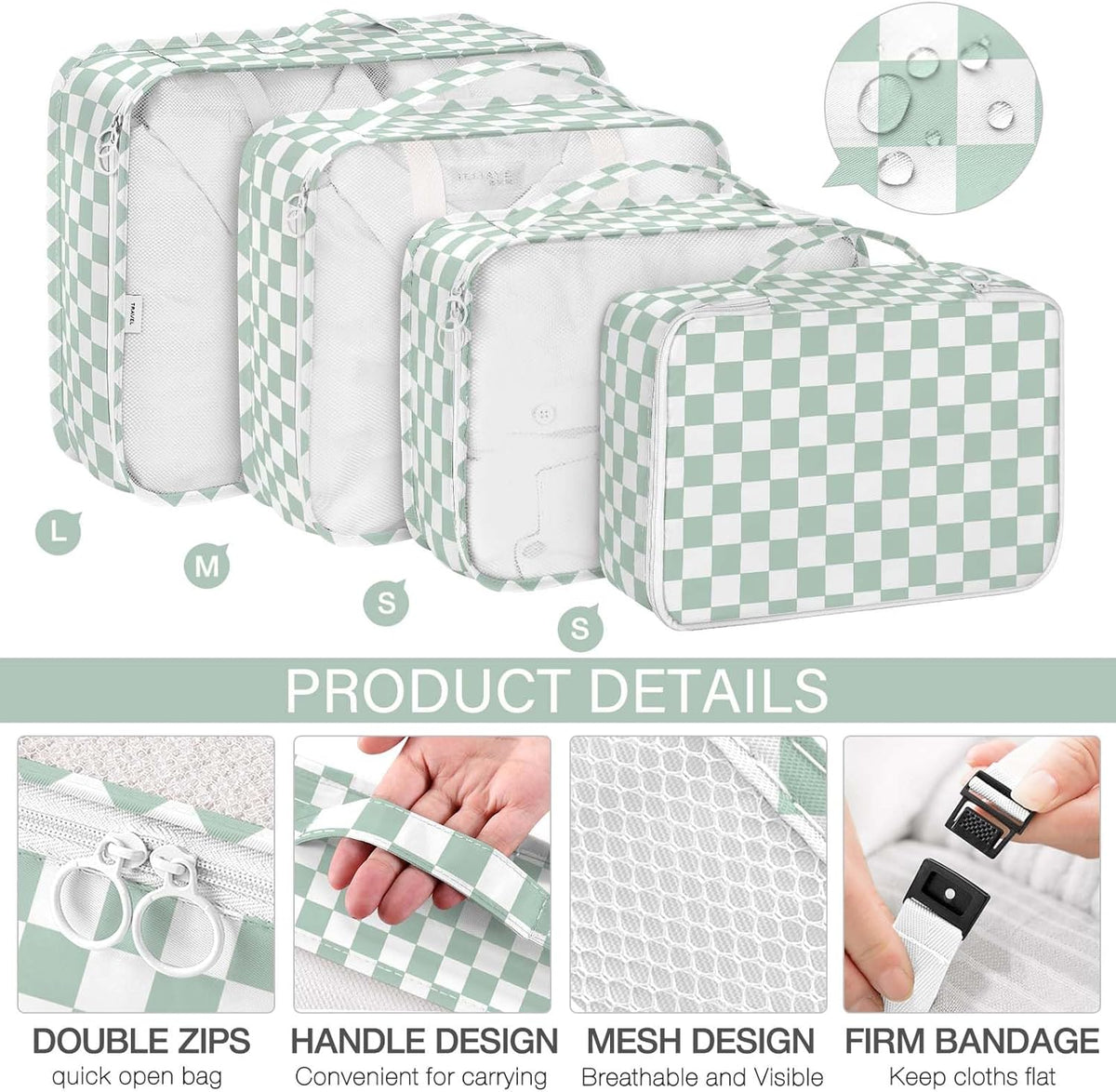 8 Set Packing Cubes for Travel, Luggage Packing Organizers Accessories Large Toiletries Bag for Clothes Shoes Cosmetics (8Set-Pink Bow)