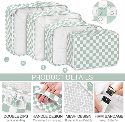 8 Set Packing Cubes for Travel, Luggage Packing Organizers Accessories Large Toiletries Bag for Clothes Shoes Cosmetics (8Set-Pink Bow)
