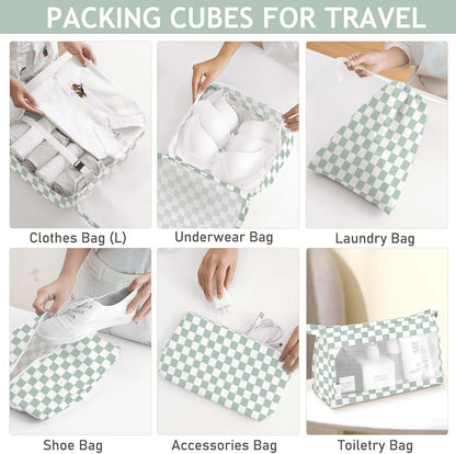8 Set Packing Cubes for Travel, Luggage Packing Organizers Accessories Large Toiletries Bag for Clothes Shoes Cosmetics (8Set-Pink Bow)