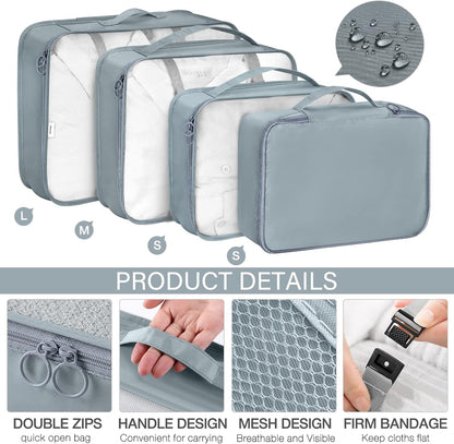 8 Set Packing Cubes for Travel, Luggage Packing Organizers Accessories Large Toiletries Bag for Clothes Shoes Cosmetics (8Set-Pink Bow)