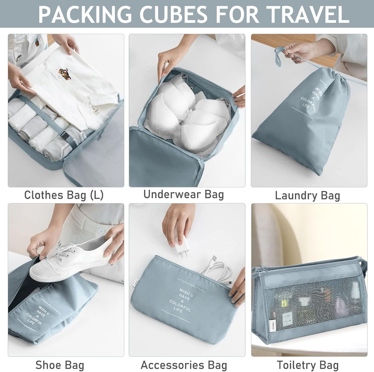8 Set Packing Cubes for Travel, Luggage Packing Organizers Accessories Large Toiletries Bag for Clothes Shoes Cosmetics (8Set-Pink Bow)