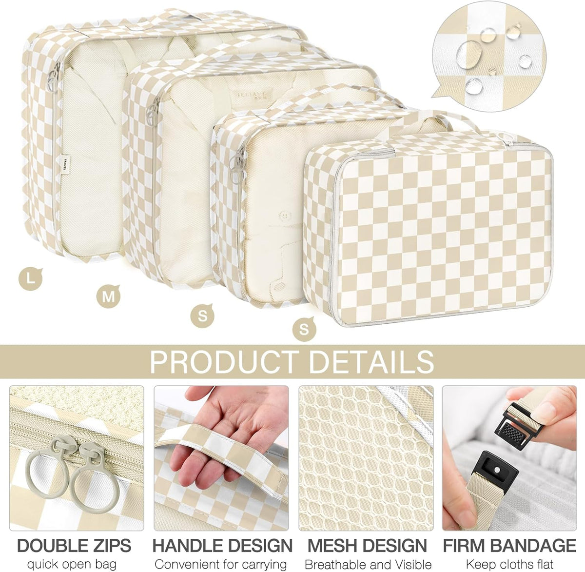 8 Set Packing Cubes for Travel, Luggage Packing Organizers Accessories Large Toiletries Bag for Clothes Shoes Cosmetics (8Set-Pink Bow)