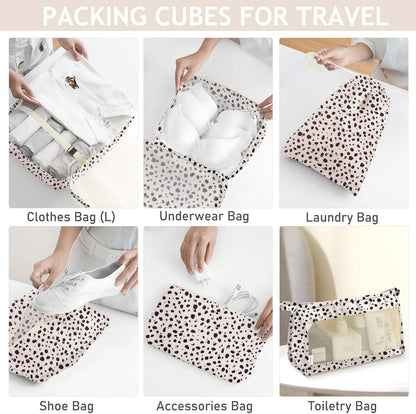 8 Set Packing Cubes for Travel, Luggage Packing Organizers Accessories Large Toiletries Bag for Clothes Shoes Cosmetics (8Set-Pink Bow)