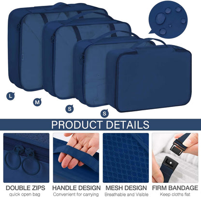 8 Set Packing Cubes for Travel, Luggage Packing Organizers Accessories Large Toiletries Bag for Clothes Shoes Cosmetics (8Set-Pink Bow)