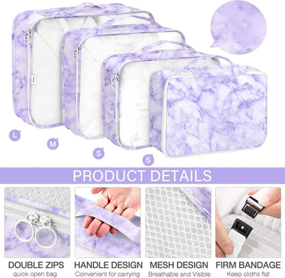 8 Set Packing Cubes for Travel, Luggage Packing Organizers Accessories Large Toiletries Bag for Clothes Shoes Cosmetics (8Set-Pink Bow)