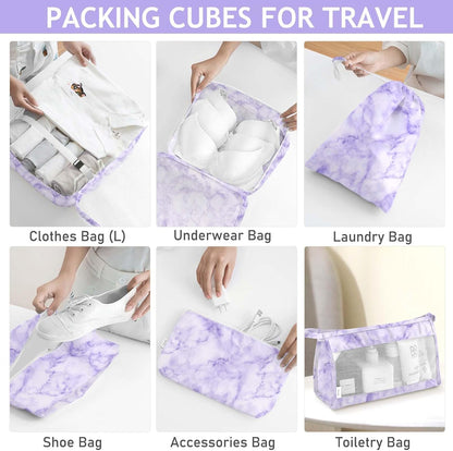 8 Set Packing Cubes for Travel, Luggage Packing Organizers Accessories Large Toiletries Bag for Clothes Shoes Cosmetics (8Set-Pink Bow)