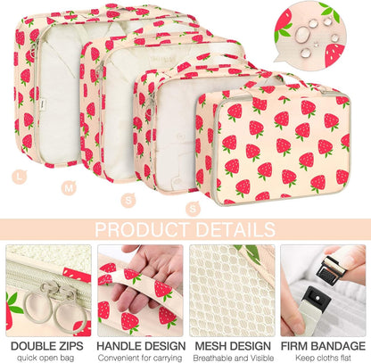 8 Set Packing Cubes for Travel, Luggage Packing Organizers Accessories Large Toiletries Bag for Clothes Shoes Cosmetics (8Set-Pink Bow)