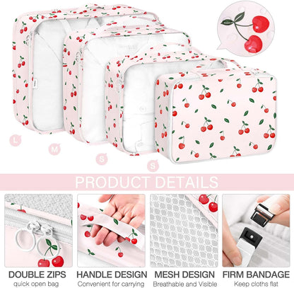 8 Set Packing Cubes for Travel, Luggage Packing Organizers Accessories Large Toiletries Bag for Clothes Shoes Cosmetics (8Set-Pink Bow)