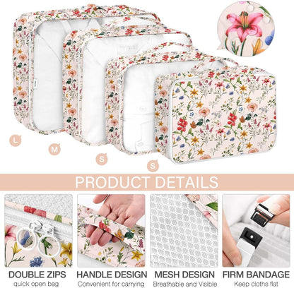 8 Set Packing Cubes for Travel, Luggage Packing Organizers Accessories Large Toiletries Bag for Clothes Shoes Cosmetics (8Set-Pink Bow)