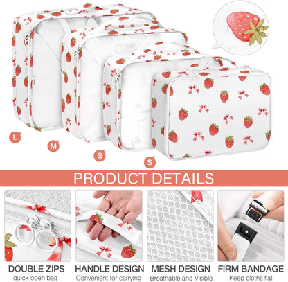 8 Set Packing Cubes for Travel, Luggage Packing Organizers Accessories Large Toiletries Bag for Clothes Shoes Cosmetics (8Set-Pink Bow)