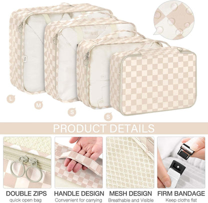 8 Set Packing Cubes for Travel, Luggage Packing Organizers Accessories Large Toiletries Bag for Clothes Shoes Cosmetics (8Set-Pink Bow)