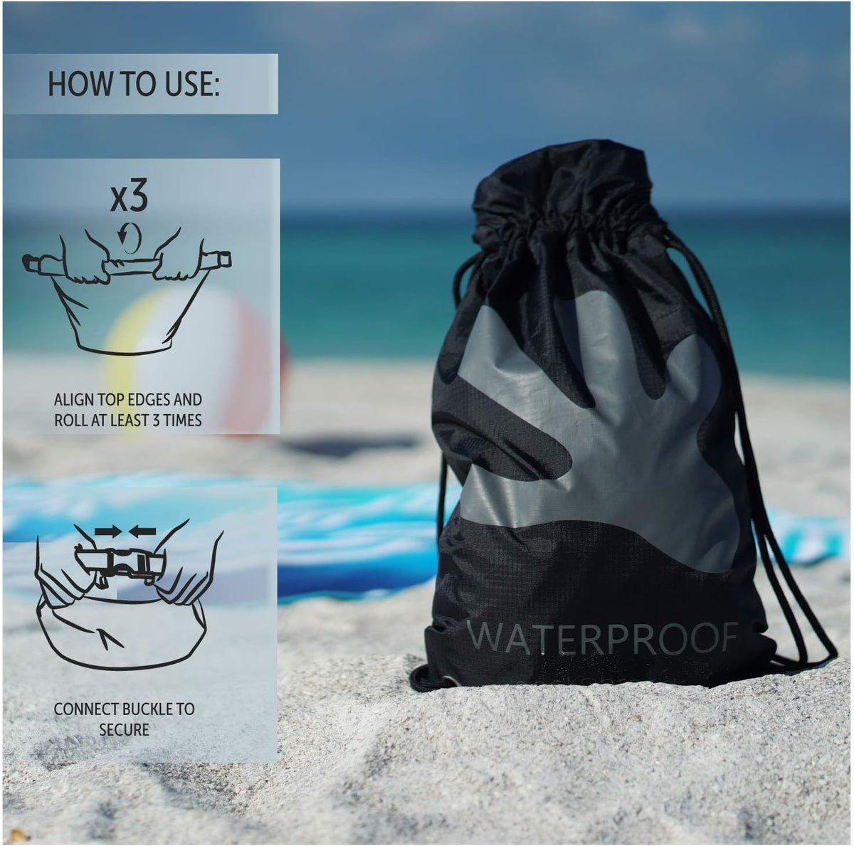 Embark 10L Drawstring Backpack – Waterproof, Lightweight Dry Bag for Beach, Hiking, and Light Water Activities - Colors B