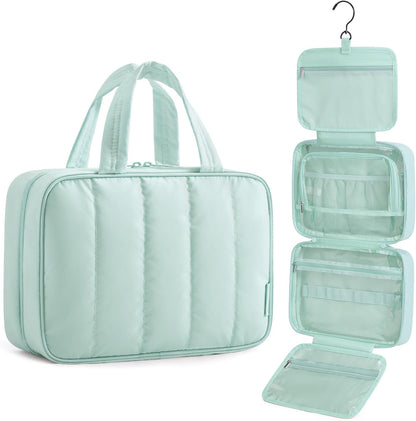 Travel Toiletry Bag for women, Portable Hanging Hook Makeup Bag Organizer, Waterproof Makeup Cosmetic Bag, for Full-Size Accessories, Toiletries,Black