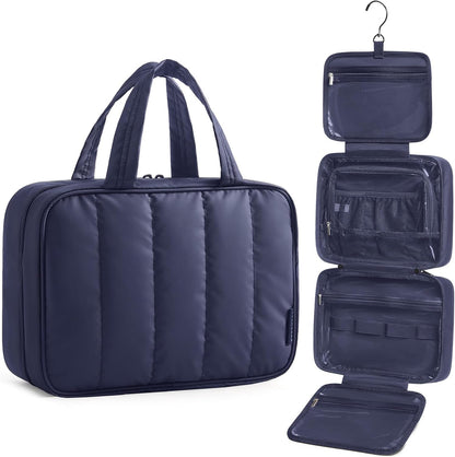 Travel Toiletry Bag for women, Portable Hanging Hook Makeup Bag Organizer, Waterproof Makeup Cosmetic Bag, for Full-Size Accessories, Toiletries,Black